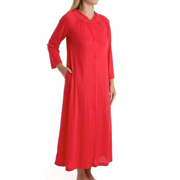 Shadowline Long Sleeve Button Down Robe Red - 71280 - Picture 1 of 1
